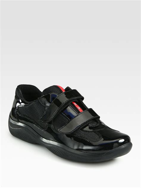 black patent leather prada sneakers|prada america's cup shoes.